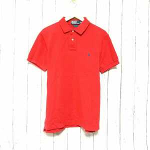 F2378UL◇Polo by Ralph Lauren ポロ バイ ラルフローレン◇サイズＬ 半袖ポロシャツ レッド メンズ 綿100% 古着 ヴィンテージ