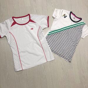 ニューバランス new balance レディース Tシャツ 2枚セット 丸首 テニスウェア ランニング M L 白Tシャツ