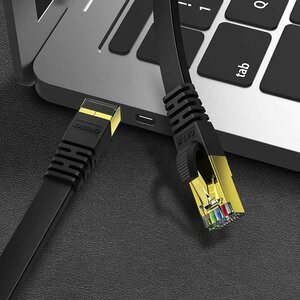 [ free shipping ] CAT8 Kishimen Flat LAN cable 2m super high speed 40Gbps 2000MHz SFTP RJ45 connector nail breaking prevention two -ply shield 