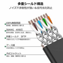 【送料無料】 CAT8 きしめん フラット LANケーブル 8m 超高速 40Gbps 2000MHz SFTP RJ45コネクター 爪折れ防止 二重シールド_画像5