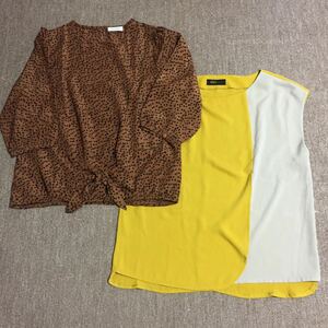 美品 L 春夏秋服 七分袖&ノースリーブ カットソー 2点セット まとめ売り