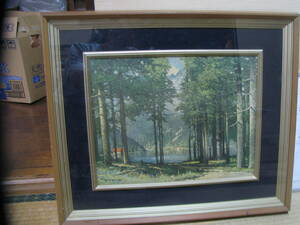 Art hand Auction 複製名画 ウッド作 松林の中の湖 CORDOBA製, 絵画, 水彩, 自然, 風景画