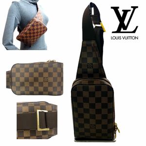 人気【美品/B】LOUIS VUITTON ジェロニモス ルイヴィトン ダミエ ジェロニモス ボディバッグ ウエストバッグ N51994 布部分ほつれ有 A2046