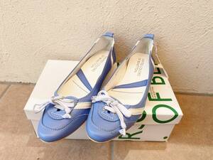  Lady's shoes 23.5cm: Benetton [united colors of benetton.] made in Japan *2cm heel * Wedge sole pumps : blue 23.5EE