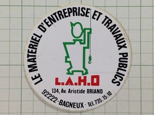 フランス　古いステッカー：L.A.H.O デザイン ビンテージ 雑貨 車 +Ma