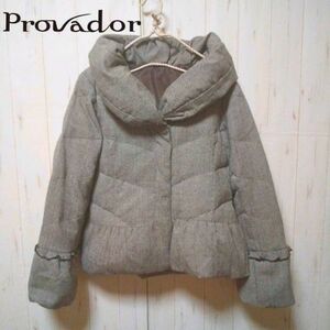 r0016[provador] frill design tsi-do down jacket (9AR/ Brown ) blouson short coat shawl color flax cloth p donkey doll 