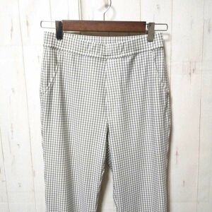 r0125[junema man ] silver chewing gum check leggings pants 7 minute height (M) gray × white Jeune maman extension extension stretch waist rubber beautiful goods ion 