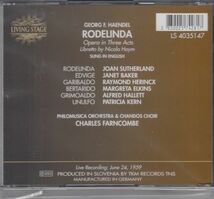 [2CD/Living Stage]ヘンデル:歌劇「ロデリンダ」[英語歌唱]/J.サザーランド&J.ベイカー他&C.ファーンコンブ&フィロムジカ管弦楽団 1959.6_画像2