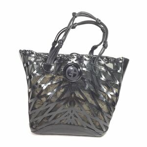[joru geo Armani ] подлинный товар GIORGIO ARMANI ручная сумочка чёрный GA металлические принадлежности Mini большая сумка Mini сумка имеется натуральная кожа женский женский 