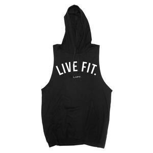 【送料無料】LIVE FIT☆CutOff フーディタンクトップ 黒 XXLサイズ☆LVFT