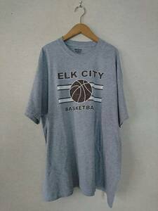 ギルダン GILDAN【 US古着 半袖Tシャツ SIZE XL 】 colorグレー 【 ELK CITY BASKETBALL 】　679-4G2506