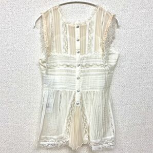 ☆NINE ナイン☆ノースリーブシルクコットンブラウス/ホワイト/未着用品♪