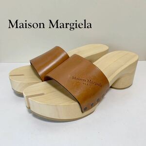 * не использовался mezzo n Margiela Margiela дерево подошва кожа tabi сандалии Brown size 37 Италия производства MM6tabi