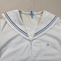 (A)A130 (中古) 愛知県 名古屋女子大学附属高校 セーラー服 上下セット /M/W63/グレー親子2本ライン/夏服/半袖/制服/女子学生/学生服_画像3