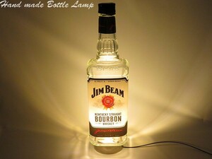 Art Auction LED ボトルランプ 木製台座付【 JIMBEAM ジムビーム 700ml瓶 】ウッドベース ウイスキー テーブルスタンド ハンドメイド コンセント式, 照明, 卓上スタンド, ナイトスタンド