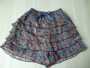 [ beautiful goods ] Pom Ponette . flower. frill culotte chiffon skirt *160cm*