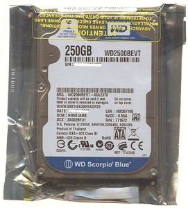 WesternDigital HDD 2.5inch WD2500BEVT 250GB 9.5mm