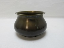 G07037【 時代物 唐銅製 建水 エフゴ形 直12.9cm 】 検)茶道具 銅製 茶器 茶事 茶会 茶こぼし 餌畚形 金属工芸 レトロ 年代物 ⅰ_画像1