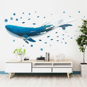 簡単に部屋の雰囲気を変えられる!お洒落なインテリアウォールステッカー★ 大きな鯨 ★ リビング ウォールシート 2枚セット!!
