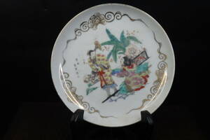 中国美術 色絵 買身葬父図 人物図 飾り皿 時代古玩
