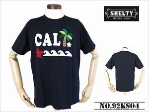 【送料無料! STOCK SALE 】 「SHELTY 」 リゾート柄 サガラ刺繍Tシャツ 「CAL★柄」　NO.92KS04 BLACK_Lサイズ