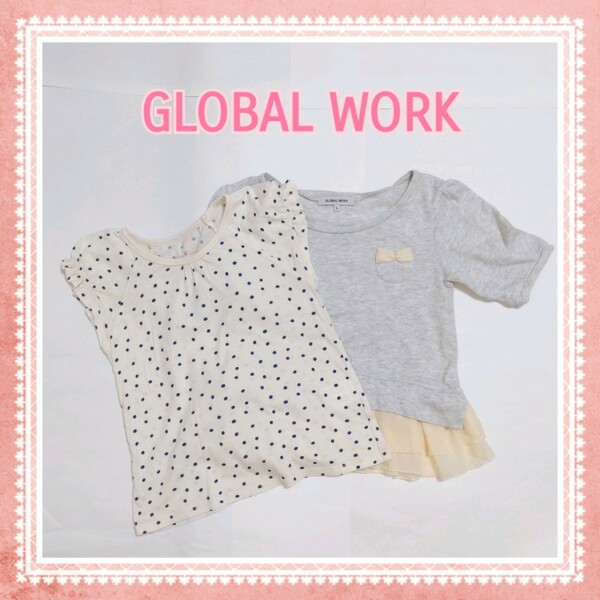 子供服 Tシャツ 半袖 110~120cm、120~130cm GLOBAL WORK 女の子 ナチュラル ドット