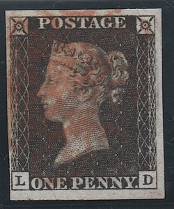 *** my .*** classic England stamp * Victoria woman .1840 year pe knee black [ Scott #1] used .