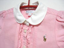 Ralph Lauren◆ラルフローレン 半袖 フリル ワンピース キッズ ベビー 女の子 サイズ12M-80/48 ピンク_画像3