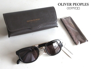 新品 OLIVER PEOPLES オリバーピープルズ MORETON BKAG-GRY ツーブリッジ 彫金 コンビネーションフレームサングラス 51□22-145 黒ゴールド