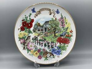 限定品 アメリカ ニュー イングランド ガーデン 花 直径23.5cm 飾り皿 絵皿 皿 米国 庭 Reco (762)