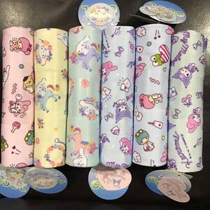新品 サンリオ 吸水冷感 メッシュ カットクロス 生地 6枚セット 布 はぎれ まとめ売り キャラクター クロミちゃん シナモンロール sanrio