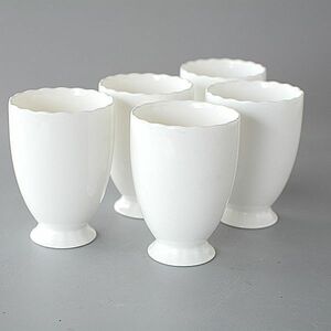 スペシャルホワイト 湯飲み フリル フリーカップ ボーンチャイナ 5個 cu009-5