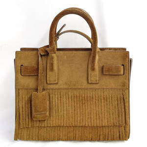 Saint Laurent Shoulder Bag Handbag Suede Fringe Brown [Padlock / Storage Bag / Strap] [No Key], stomach, Yves Saint Laurent, Bag, bag