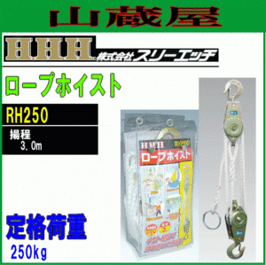 スリーエッチ ロープホイスト(RH250) 巻き上げ機 荷揚機 H.H.H [送料無料]