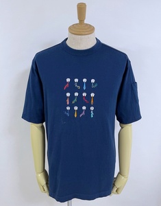 バジエ クラブ VAZIIE club 豪華刺繍 ネクタイ 袖ポケット 半袖Tシャツ 46 紺 ネイビー