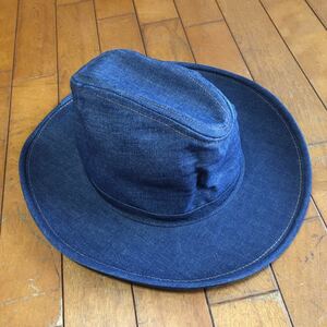 * { GB Goorin Bros } * Made in USA Vintage Denim ten-gallon hat *M