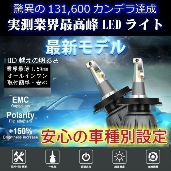 (P)車種別 LEDヘッドライト 最高峰131,600カンデラ【サクシード NCP16#V H26.08～ H4 HI/Lo切替 】簡単取付