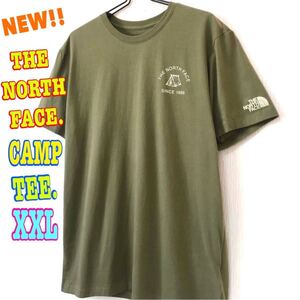 アウトドア系☆ 新品 ノースフェイス キャンプ Tシャツ オリーブ XXL 3L 2XL 日本未発 ビッグサイズ 可愛い ワンポイント テント シンプル