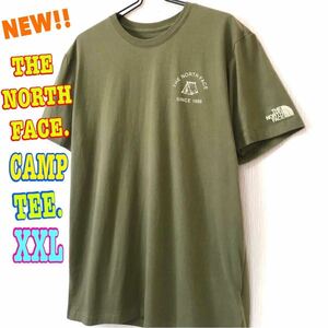 アウトドア系 新品 ノースフェイス キャンプ Tシャツ オリーブ XXL 3L 2XL ビッグサイズ 可愛い ワンポイント テント シンプル ナチュラル