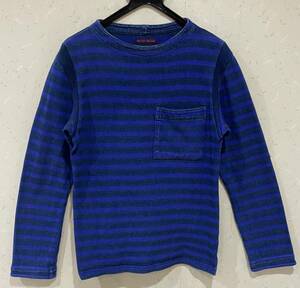 ＊ブルーブルー BLUE/BLUE 聖林公司 胸ポケット インディゴ ボーダー バスクシャツ 長袖カットソー 日本製 1/S　　　　　　 BJBA.G
