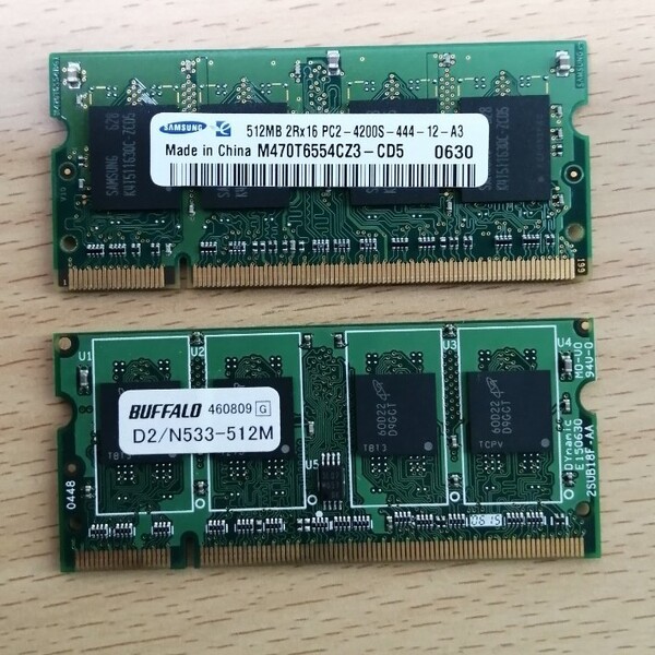 ノートPC用メモリ 512MB メモリー モジュール 2枚
