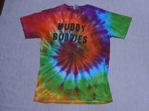 ★●90年代●FRUIT OF THE LOOM●MUDDY BUDDIESタイダイＴシャツＭ●両面プリント企業物シリアル