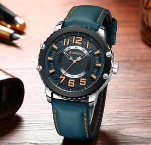 【中古売ります】【最安値に挑戦】CURRENカジュアル男性スタイルビジネスクォーツ腕時計新 Relojes Hombre ユニークなデザイン時計
