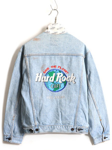 90's 希少サイズ S ■ Hard Rock Cafe ORLANDO ハードロックカフェ ロゴ刺繍 デニム ジャケット ( メンズ レディース ) 古着 90年代 企業物