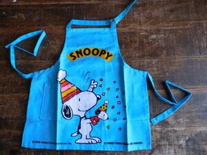  Snoopy фартук o сторона производство 3 лет примерно сделано в Японии синий w36L35cm не использовался Showa Retro 
