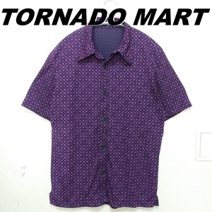 日本製柄シャツ★テロテロ　TORNADO MART　トルネードマート　紫　メンズ　半袖　210630-02