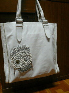 *ANTEPRIMA Anteprima cow leather leather white color tote bag s Calbee z Fork * spoon passing of years goods 