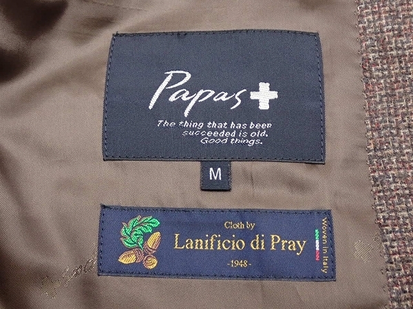 Papas+ ツイードジャケット・M□パパスプラス/イタリア製生地/ウール
