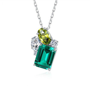 5 month birthstone emerald manner yellow safeia manner human work stone Cubic Zirconia necklace 