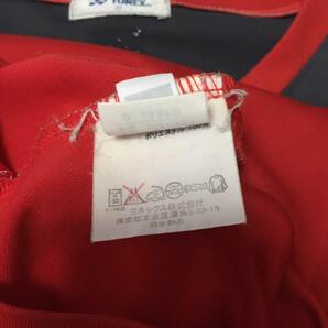 YONEＸ ヨネックス ロゴ刺繍 バックプリント 半袖ゲームTシャツ Ｏサイズ 大きめサイズ バトミントン テニス 赤×黒の画像6